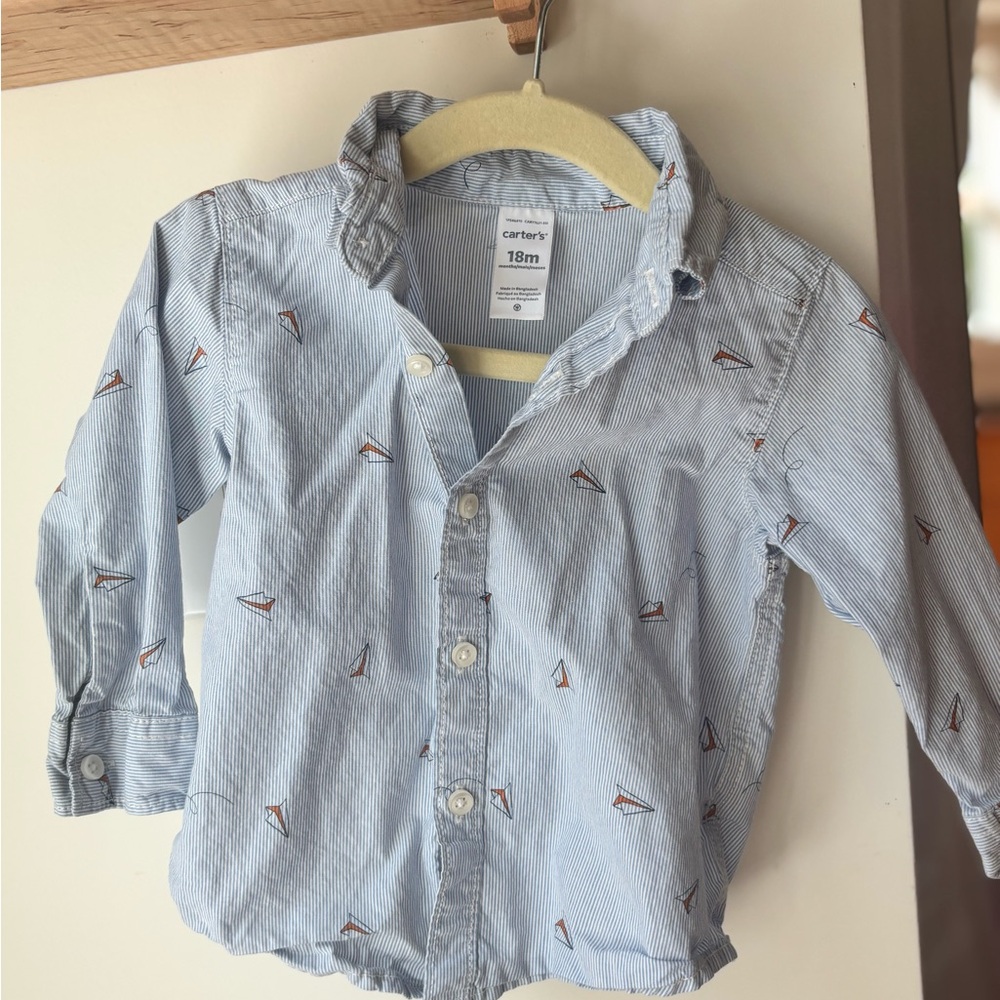 Carter's Light Blue Sailboat Pattern Shirt